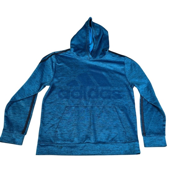 Adidas Pullover Hoodie Sweatshirt with Pockets Blue Logo Youth XL (18/20) - Picture 10 of 11